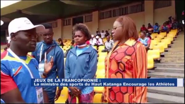 Pauline Igwabi, Commissaire Provinciale aux Sports et Loisirs motive les athlètes du Haut-Katanga aux 9ème jeux de la Francophonie à Kinshasa